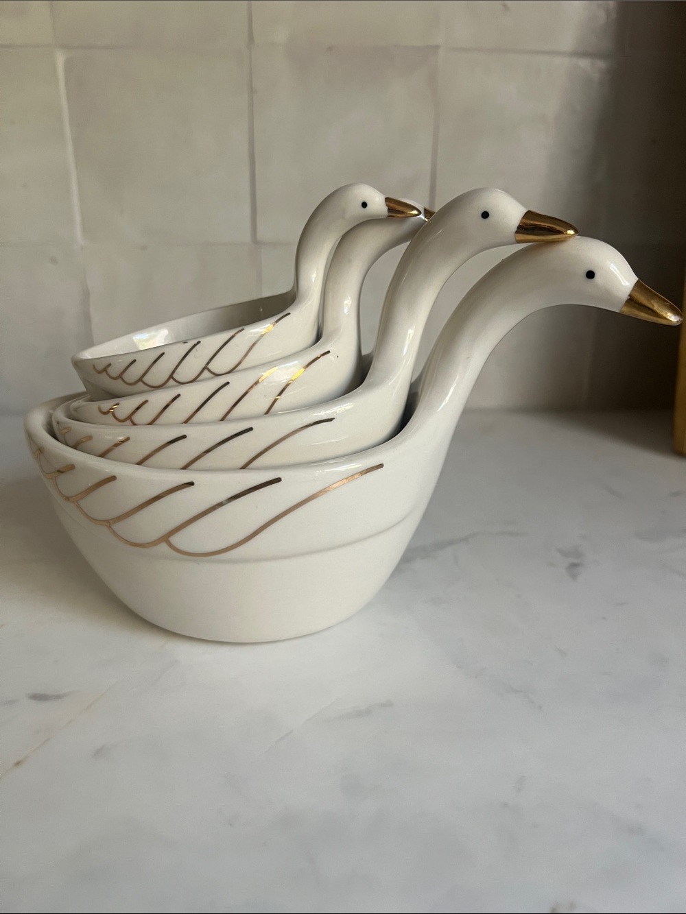 Anthropologie Gaggle Of Geese Metallic Set of Measuring Cups